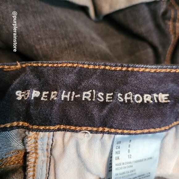 American Eagle Jeans 8 Shortie Cut Off Super Hi Rise Super Stretch Dark Wash - Picture 4 of 12